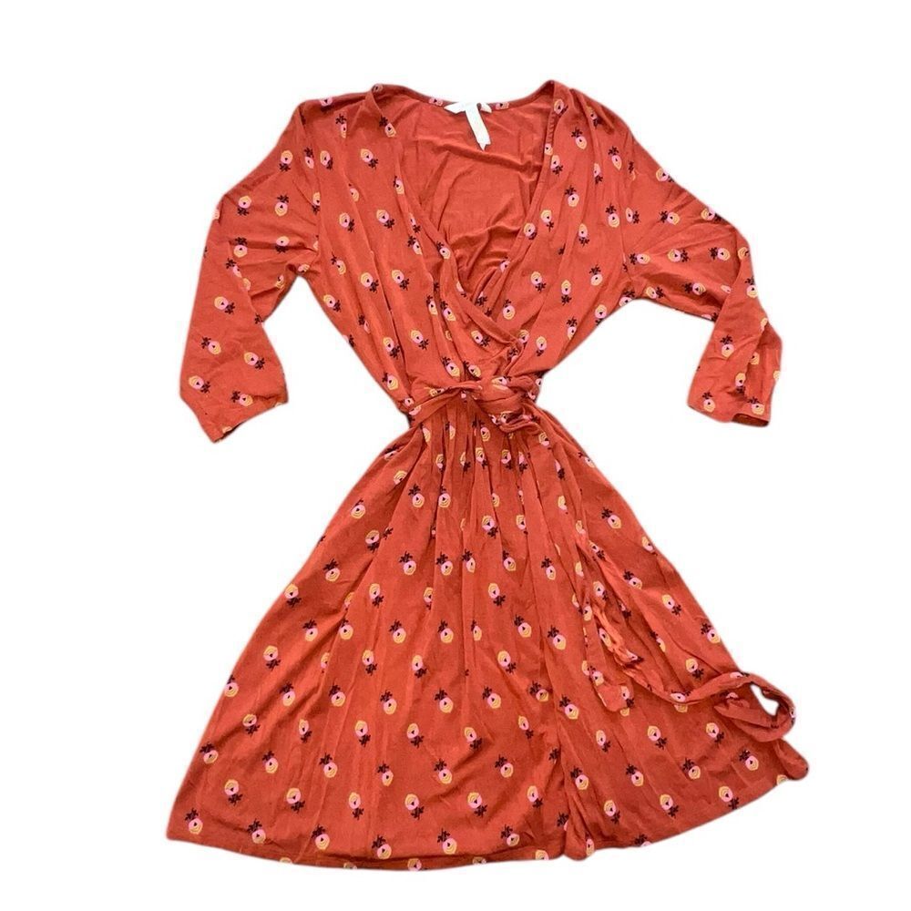 Matilda Jane Women’s Dress Size Small - Orange Floral Wrap Style